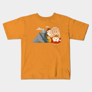 Little Monkey King ran away on the cloudy mountain peak Kids T-Shirt